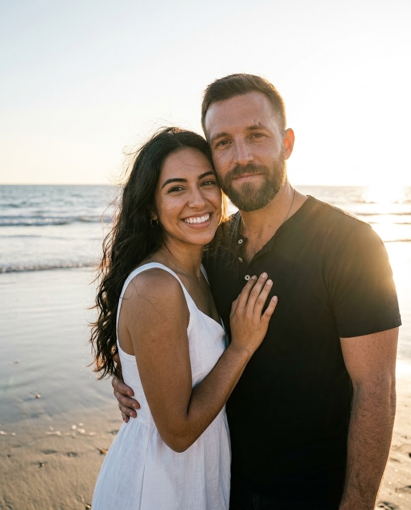 My girlfriend Ella and me at the beach